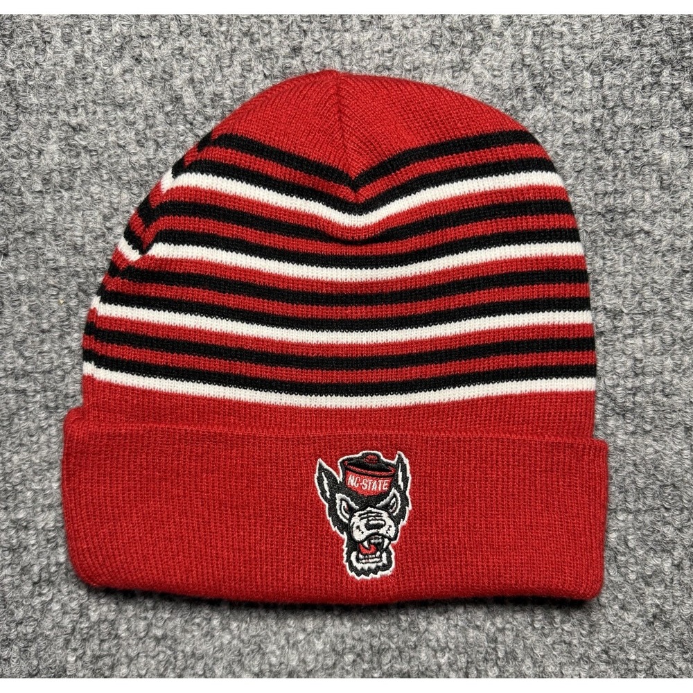 NC State Wolfpack Beanie Striped Embroidered Red Unisex Adult One Size Brand New